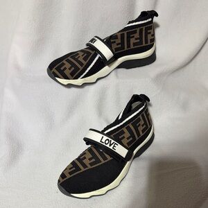 Fendi Black and Brown Logo Sneakers